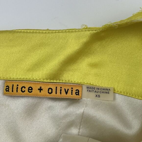 Alice + Olivia 100% Silk Floral Sequin Mini Dress XS Fairy Bow Preppy Party - Picture 4 of 14